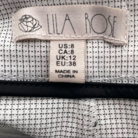 Lila Rose Pull-On Pencil Skirt Size 8 Stretch Black and White Pinstripe and Dots - Picture 3 of 9